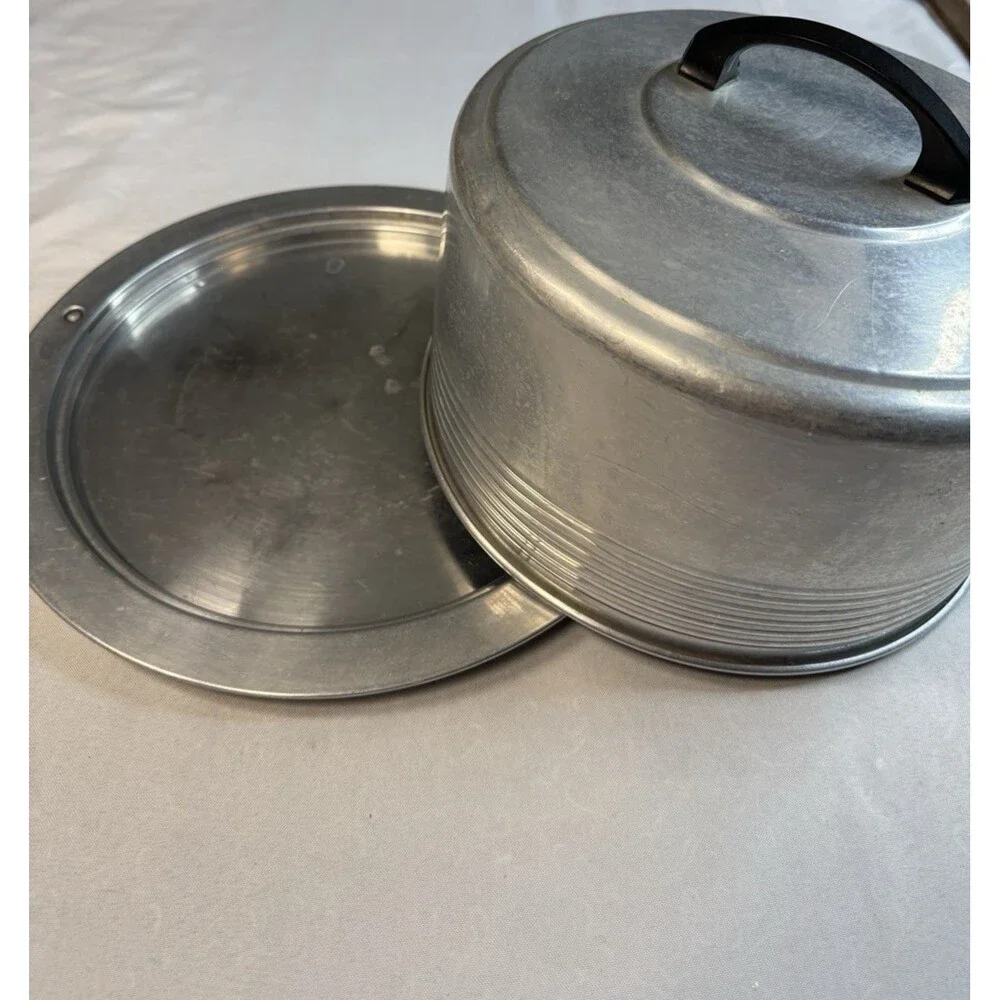 Vintage Regal Ware Aluminum Cake Carrier Saver Locking Cover Dome Platter 14